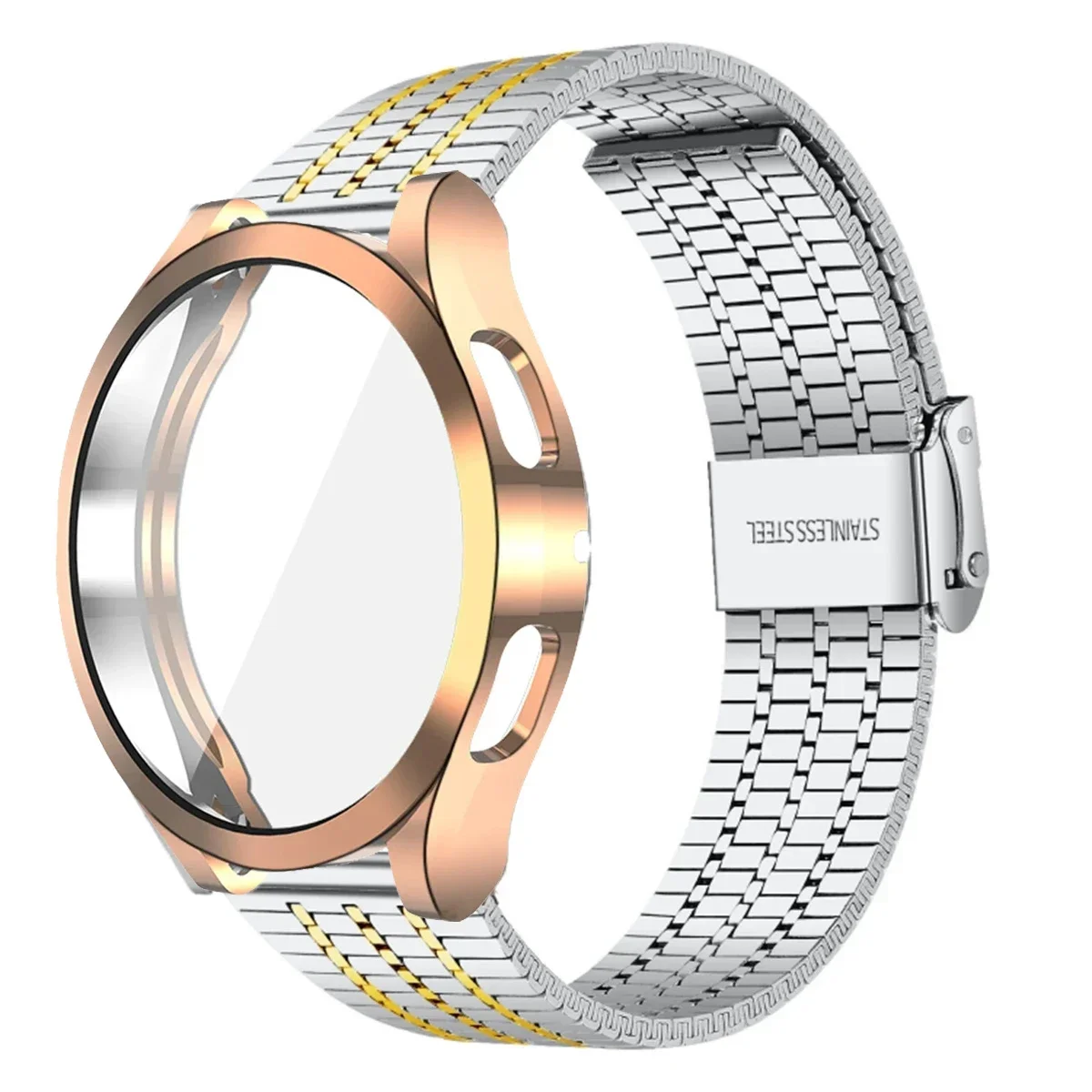 Enhanced Protective Stainless Steel Strap with TPU Bumper Case