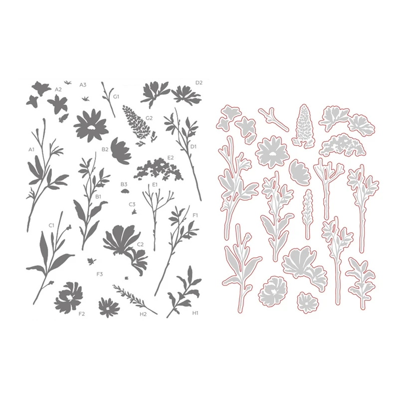 

HonB Flower Stitching Cutting Dies and Stamps for New 2021 Scrapbooking Paper Making Embossing Frame Craft Supplies Card Sets