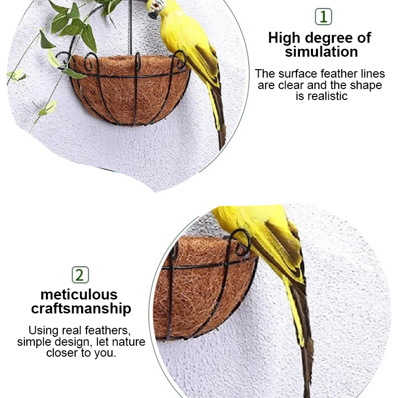 Parrot Garden Props Parrot Ornaments Artificial Feather Bird Decoration Garden Decoration Animal Ornaments 35cm 25cm Handmade Simulation Parrot Creative Feather Lawn Figurine Ornament Animal Bird Garden Bird Prop Decoration Miniature