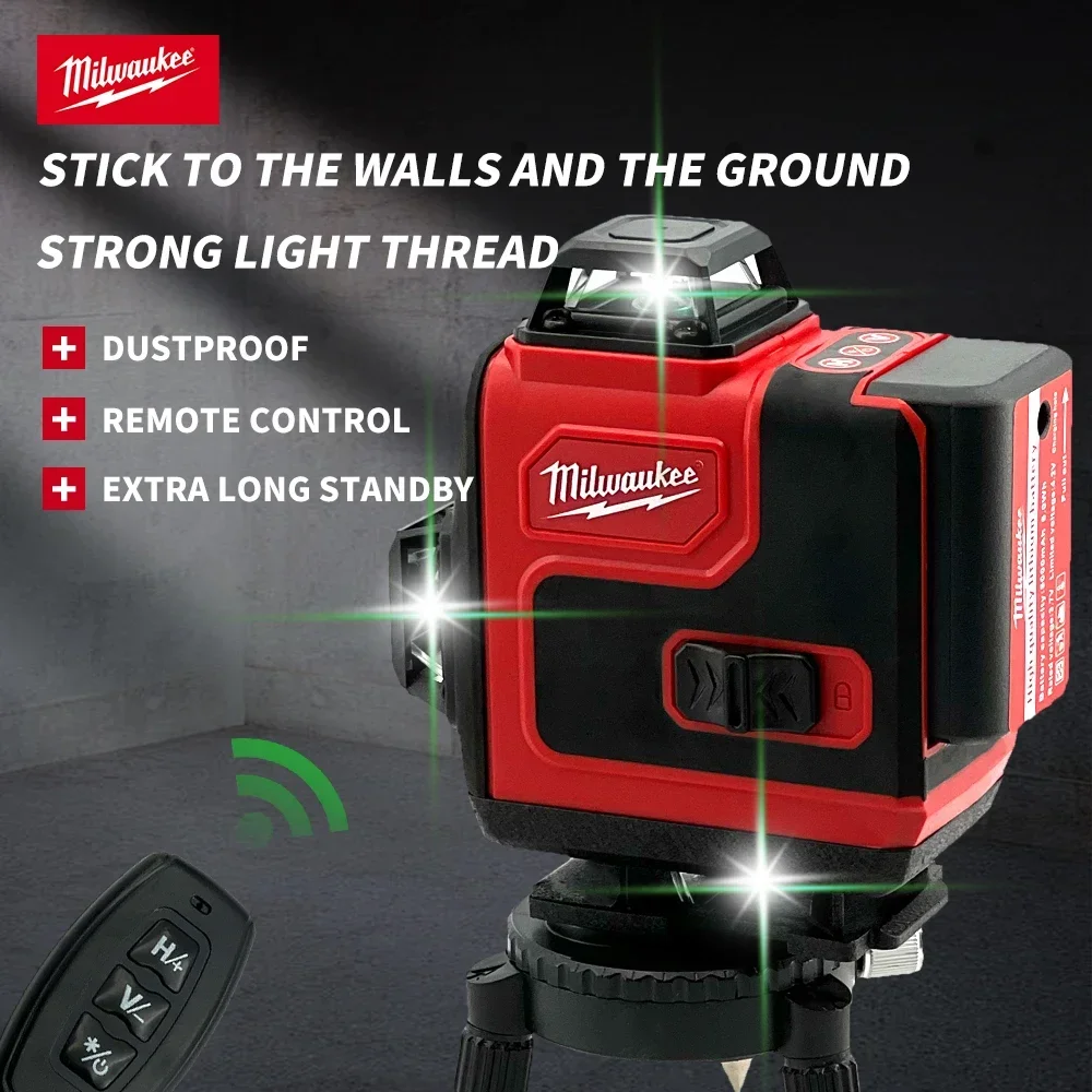 Laser Level Milwaukee Green 16 Lines 4D Self Leveling 360 Horizontal And Vertical Super Powerful