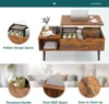 Adjustable Height Wooden Coffee Table with Hidden Compartments and Shelves Small Homes, Apartments, Reception Rooms, Rust Brown 3