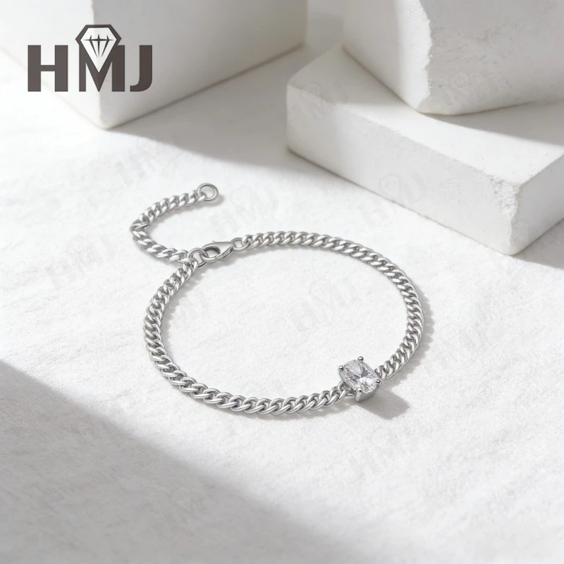 Armband aus 925er Sterlingsilber mit Moissanit, 1 Karat, Farbe D, ovaler Schliff, edler Schmuck, Geschenk für Frauen, zum Jahrestag, Geburtstag, für den täglichen Gebrauch, 6-8 Zoll. – Detail 10