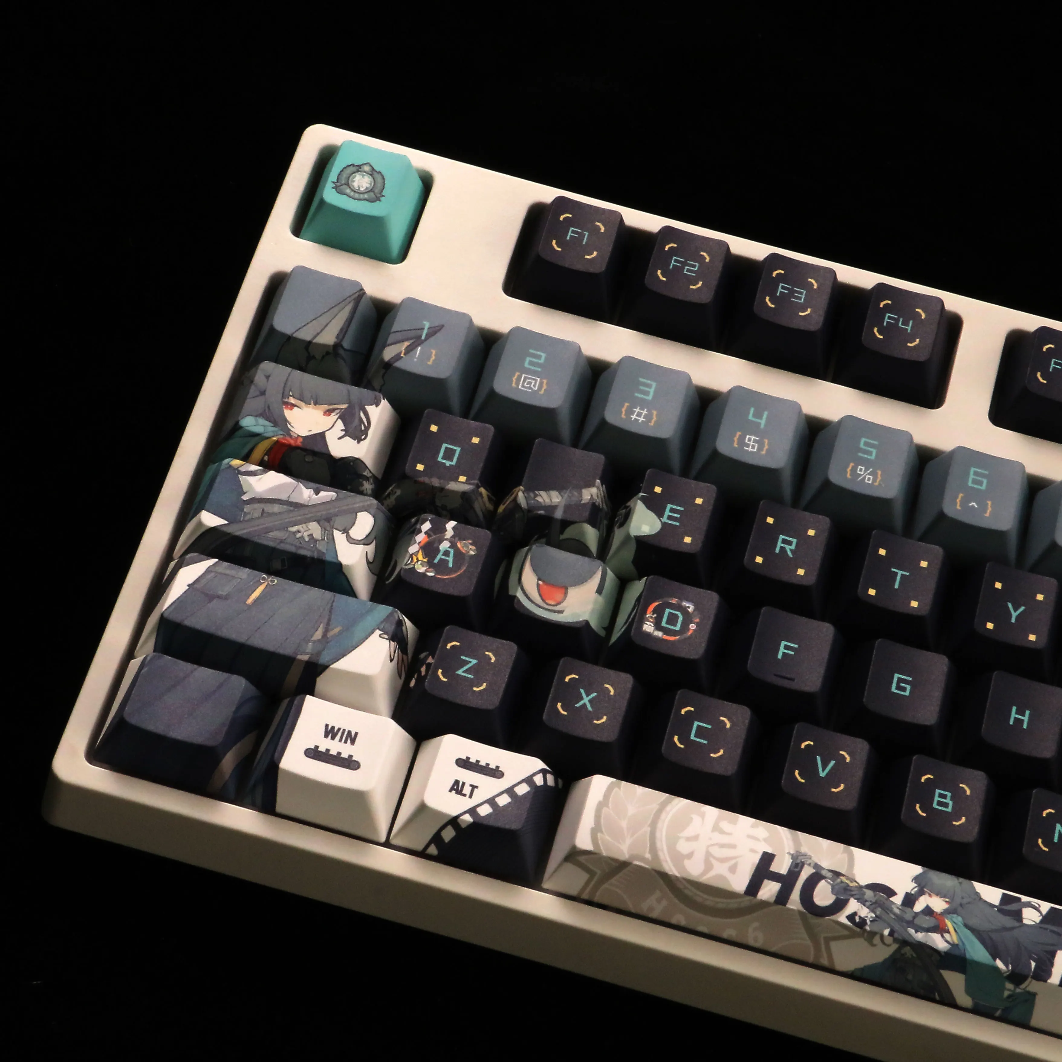 Zenless Zone Zero Hoshimi Miyabi PBT 120-Tastenkappen, Cosplay-Requisiten, Achseseite, gravierte mechanische Tastenkappen, Gaming-Tischzubehör – Detail 17