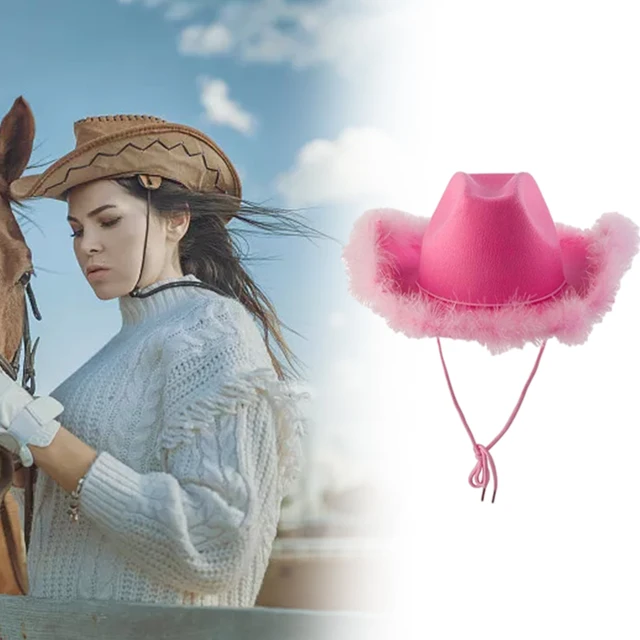 Cappello Da Cowboy/Cowgirl Con Piume - Accessorio Festa A Tema Western, Compleanni, Country Music (Taglia Unica) - Foto 2