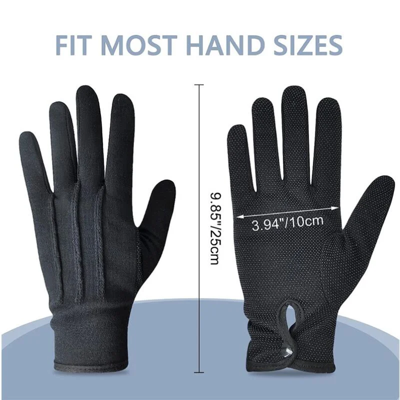 2 Pairs Cotton Gloves Anti Slip Grip Dotted Men Parade Formal Cosplay Party Costume Driving Supplies