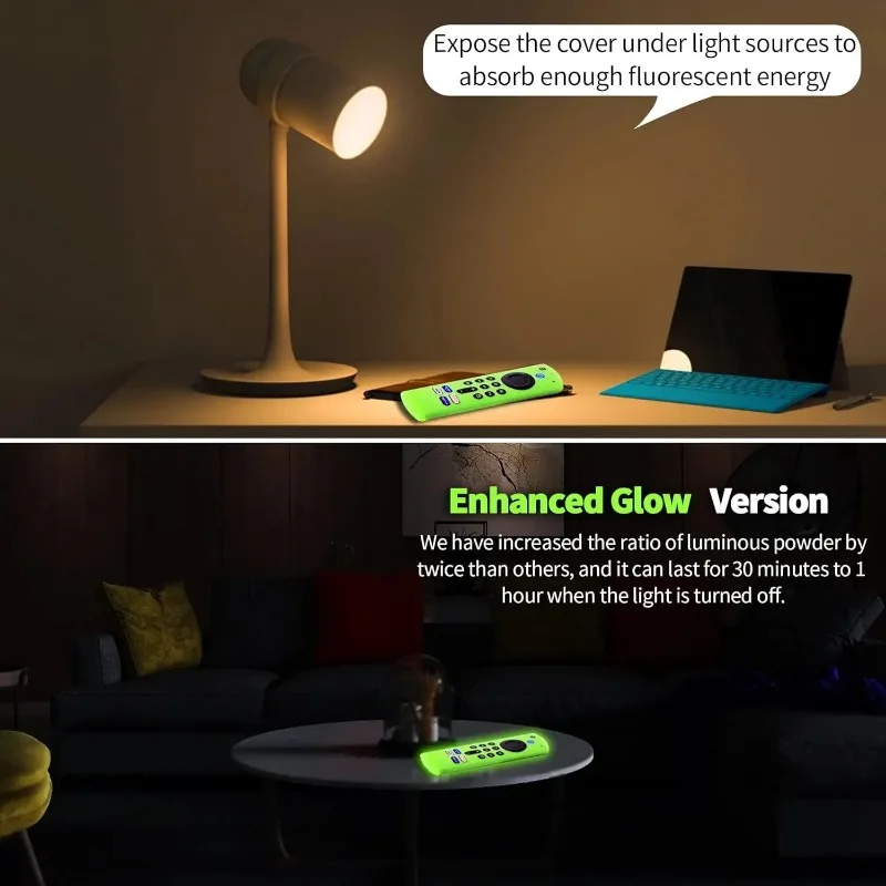 Glow-in-the-Dark Silicone Protective Case for Streaming Device Remote - Drop and Dust Proof