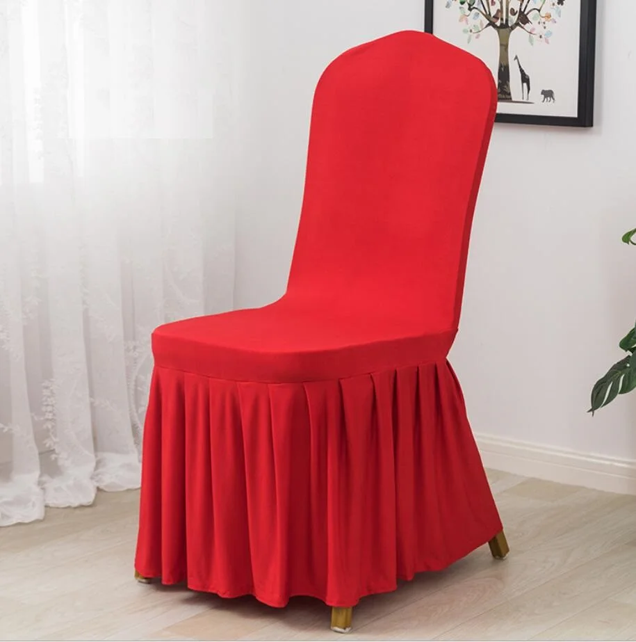 Housses de chaise de banquet plissées en spandex pour mariage, style jupe, décoration en lyJean-, hôtel, fête d\'anniversaire, spectacle, optique