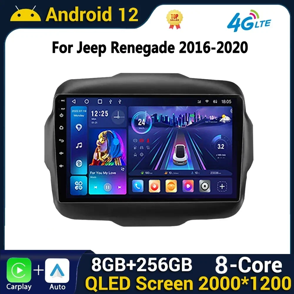 Autoradio Android Carplay Per Jeep Renegade 2016-2020 Navigazione Gps Head Unit Carplay Car Stereo Radio Lettore Video Multimediale