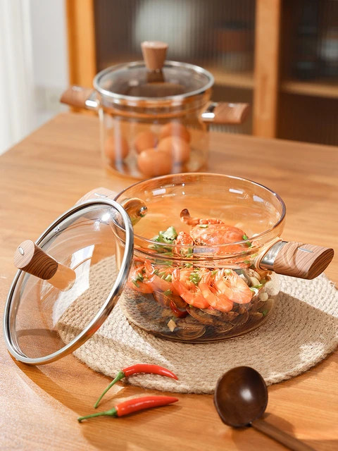 Pentola per pasta in vetro ad alto borosilicato resistente al calore per