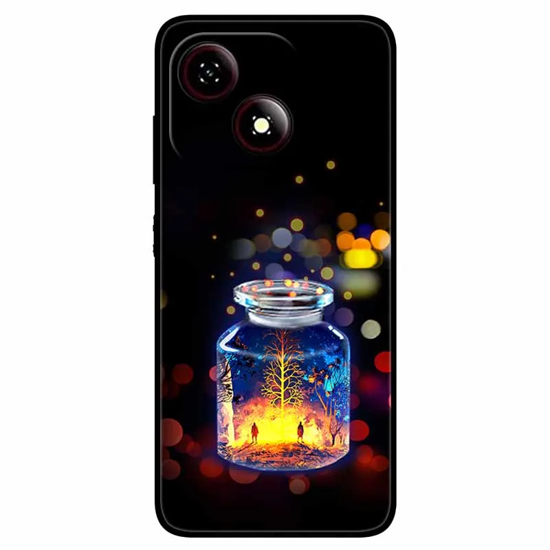 Black TPU Silicone Phone Case with Lovely Soft Painted Design