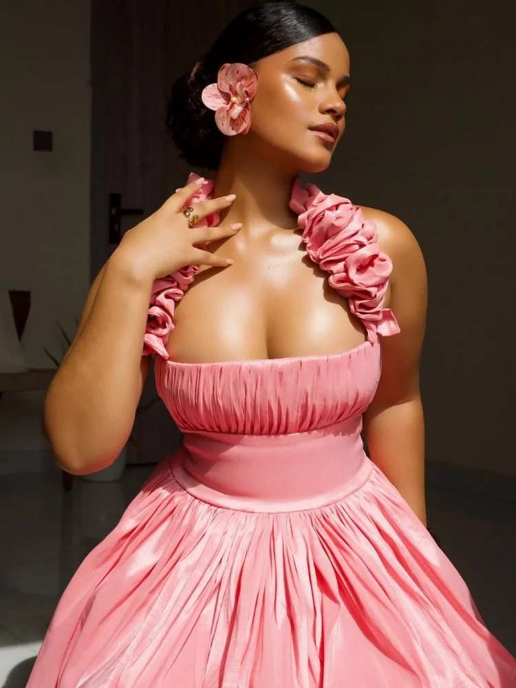 Wmstar Dresses for Women Wholesale Summer New Stylish Halter Strapless High Waist Flower Bud Sleeveless Mini Sweet Dress 2025