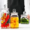Nordic Flowers Transparent Glass Storage Jar Square Candy Food Storage Bottle Coffee Tea Sealed Jar Kitchen Utensils Decoration 5