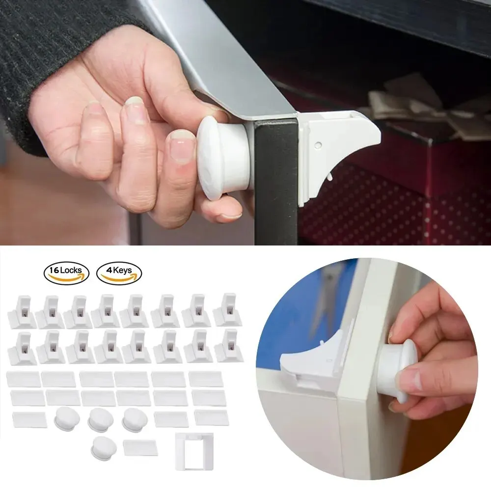 Baby Safety Lock Invisible Lock Kids Security Drawer Latch Cabinet Door Magnetic Child Safety Lock Limiter Children Protection Baby & Maternity