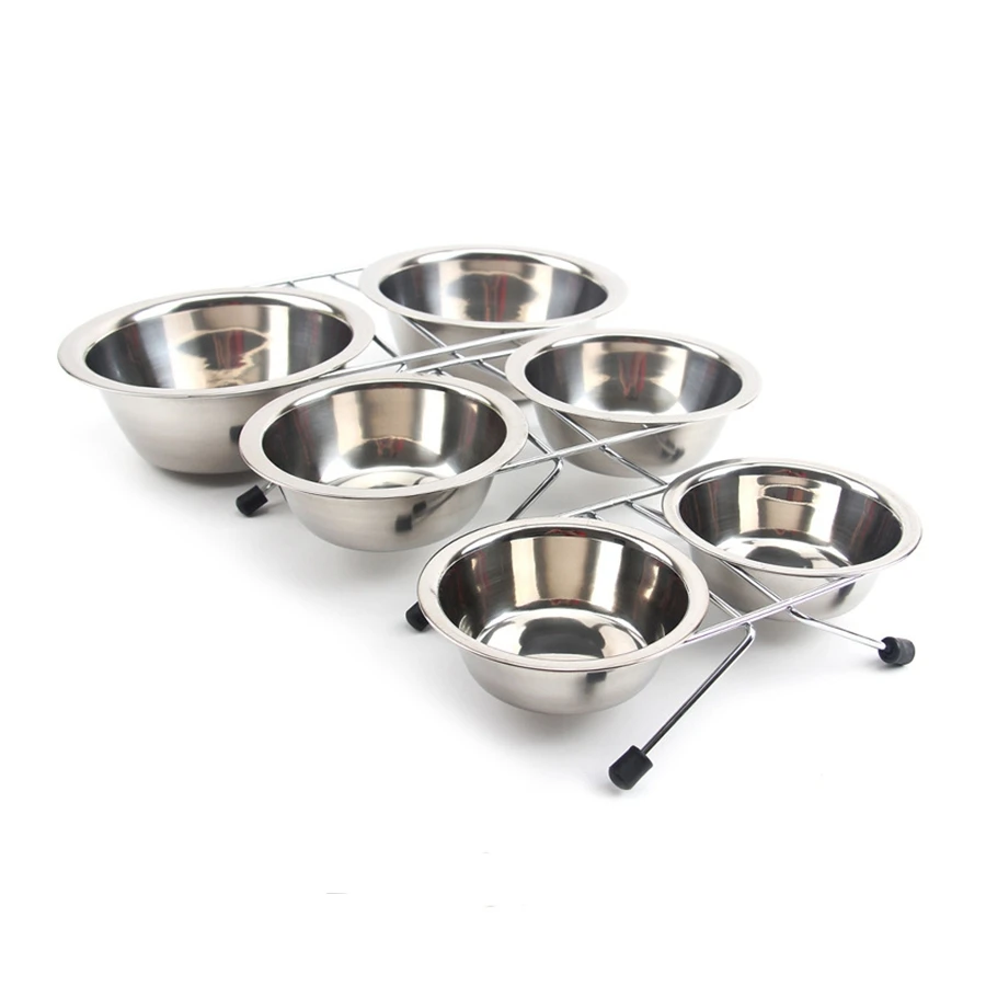 stainless steel pet bowl with anti slip bracket dog bowl 1PC reptile feed bowls