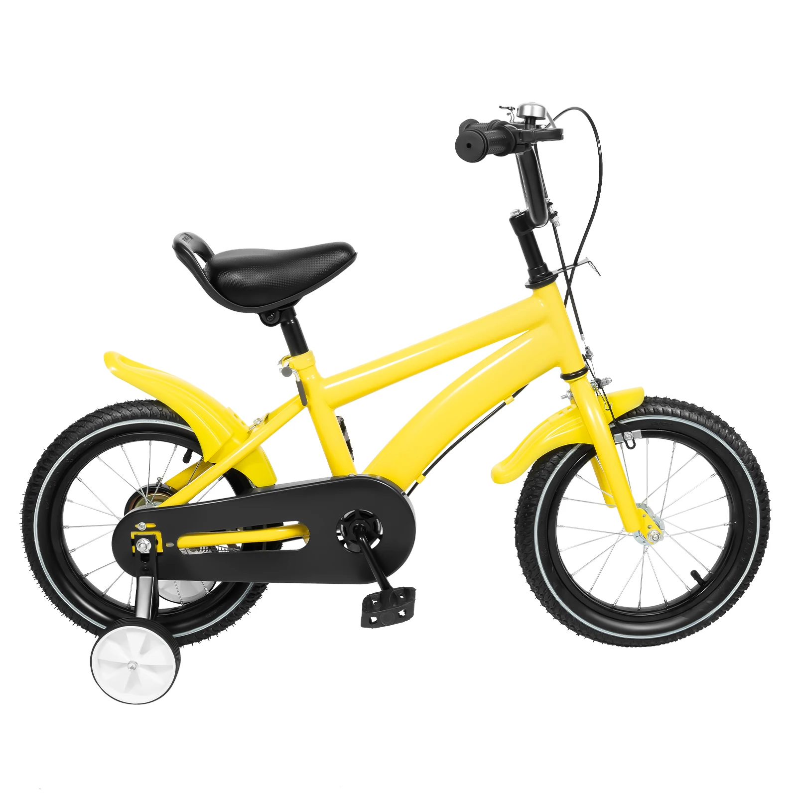 Kinderfahrrad mit verstellbarem Sitz und Stützrädern, leichtem Rahmen aus Kohlenstoffstahl, 39,17 Zoll, Gelb/Schwarz – Detail 20