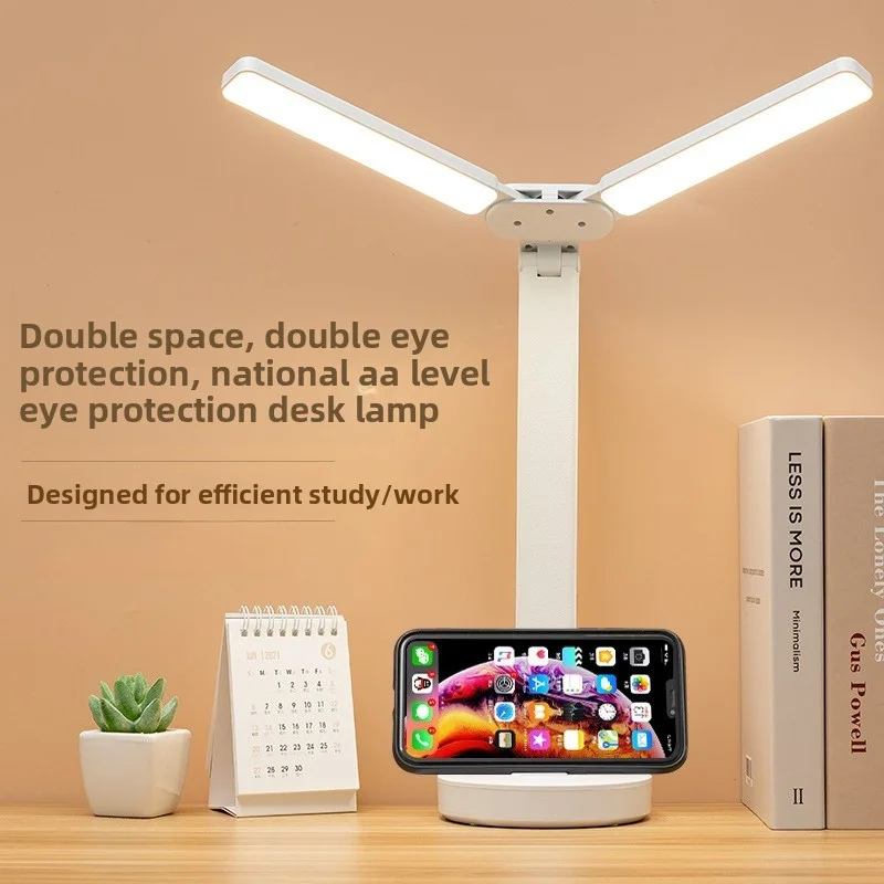 LED Desk Lamp 3 Levels Dimmable Touch Night Light USB Rechargeable Eye Protection Foldable Table Lamp Bedroom Bedside Reading