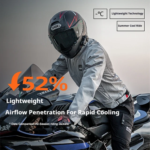 FEHER Men's Motorcycle Jacket Summer 100% Ventilated Mesh Design Thin and Light Motorbike Jacket Commuter with Protective Jacket