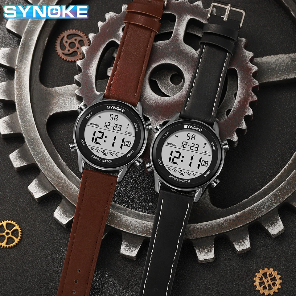 Synoke-Montre numérique étanche pour homme, sports de plein air, multifonctionnel, grand écran, affichage Shoous LED, bracelet en nylon 1511 Synoke-Montre numérique étanche pour homme, sports de plein air, multifonctionnel, grand écran, affichage Shoous LED, bracelet en nylon 1511