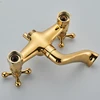 Luxury Golden Bathtub Faucet Hot Cold Water Mixer Tap With Sprayer Hand Shower Bathroom Wall Mounted Rotate Spout Crane 3