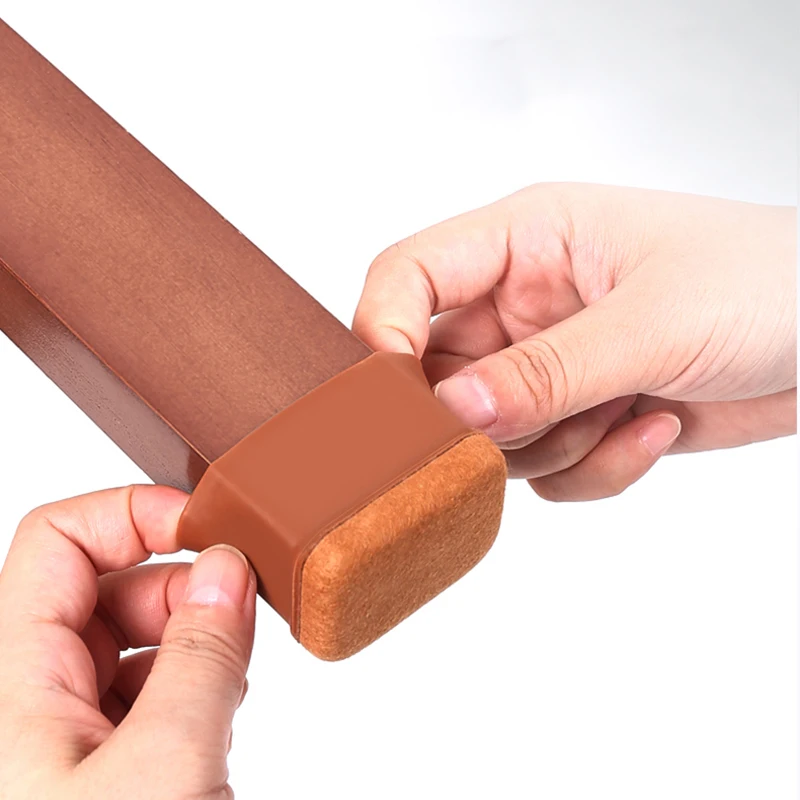 8PCS Rectangle Rubber Chair and Table Leg Protectors - Non-Slip Furniture Foot Covers