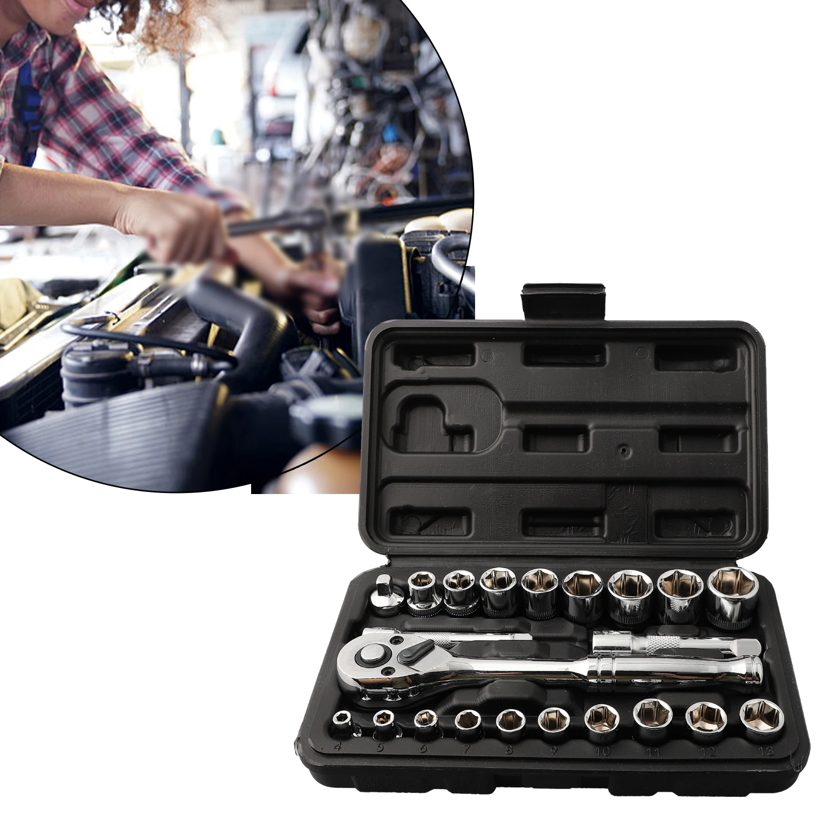 

22pcs 72 Tooth Ratchet Wrenches Sockets Automotive Tool Set Car Repair Tool Key Set Screwdriver Anti-shedding Mechanical Tool