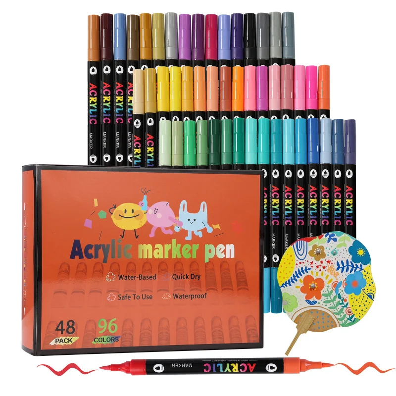 Dual Acrylic Paint Markers Set With Brush And Fine Tip For Art_voghion.com