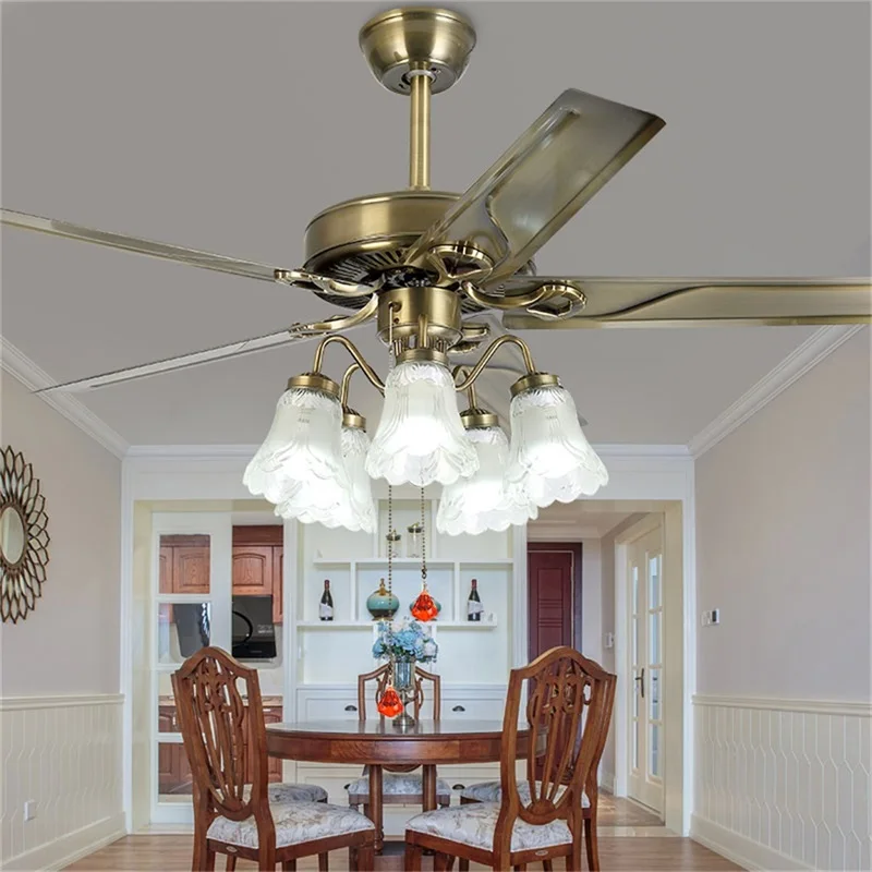 SOFEINA Classical Ceiling Fan Light Large 52 Inch Lamp With Remote Control Modern Simple LED For Home Living Room