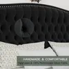 King Platform Bed Frame with Wingback Headboard, Velvet Upholstered Beds Frames with Handmade Button Tufted, King Bed Frame 3