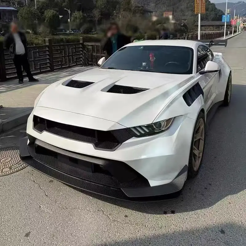 For Ford Mustang Carbon Fiber Body Kit Wild Horse Upgraded GTD-style Front and Rear Bumper Spoiler Engine Hood