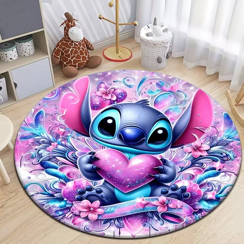 Stitch Cartoon HD Printed Round Carpet Dropshipping Rug for Living Room Area Rug Large Pet Mat Soft Circle Rugs Room Carpet