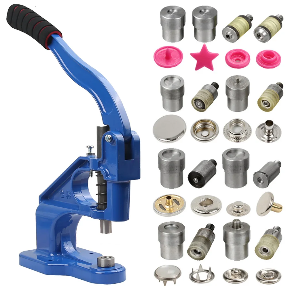 FreeTec Occhielli Macchina a Pressione, Occhiellatrice Manuale Con 3 Matrici (6/10/12mm) e 1500 Occhiello per Teloni Tessuti Vestiti Cinture Borse