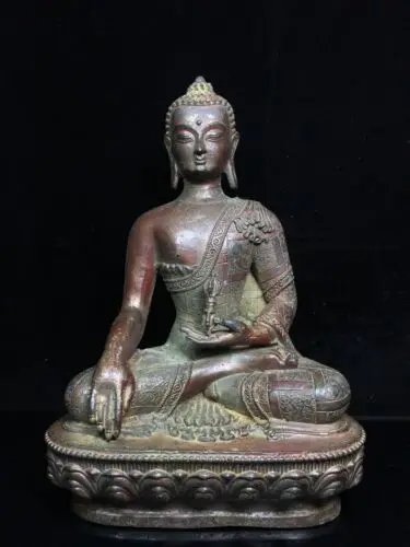

12" Antique collection Tibetan Buddhism temple Bronze Shakyamuni Buddha statue