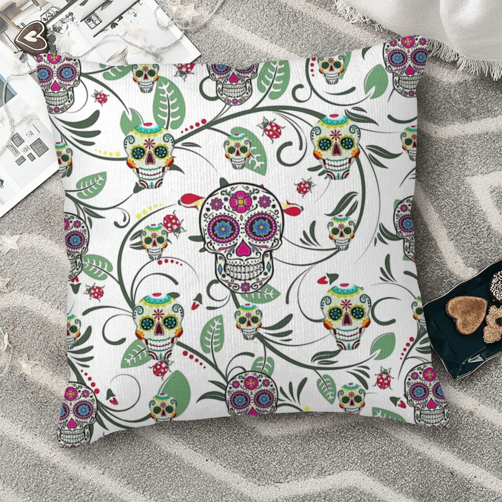 

Garden Cojines Throw Pillow Case Sugar Skull Cushion Home Sofa Chair Print Decorative Coussin