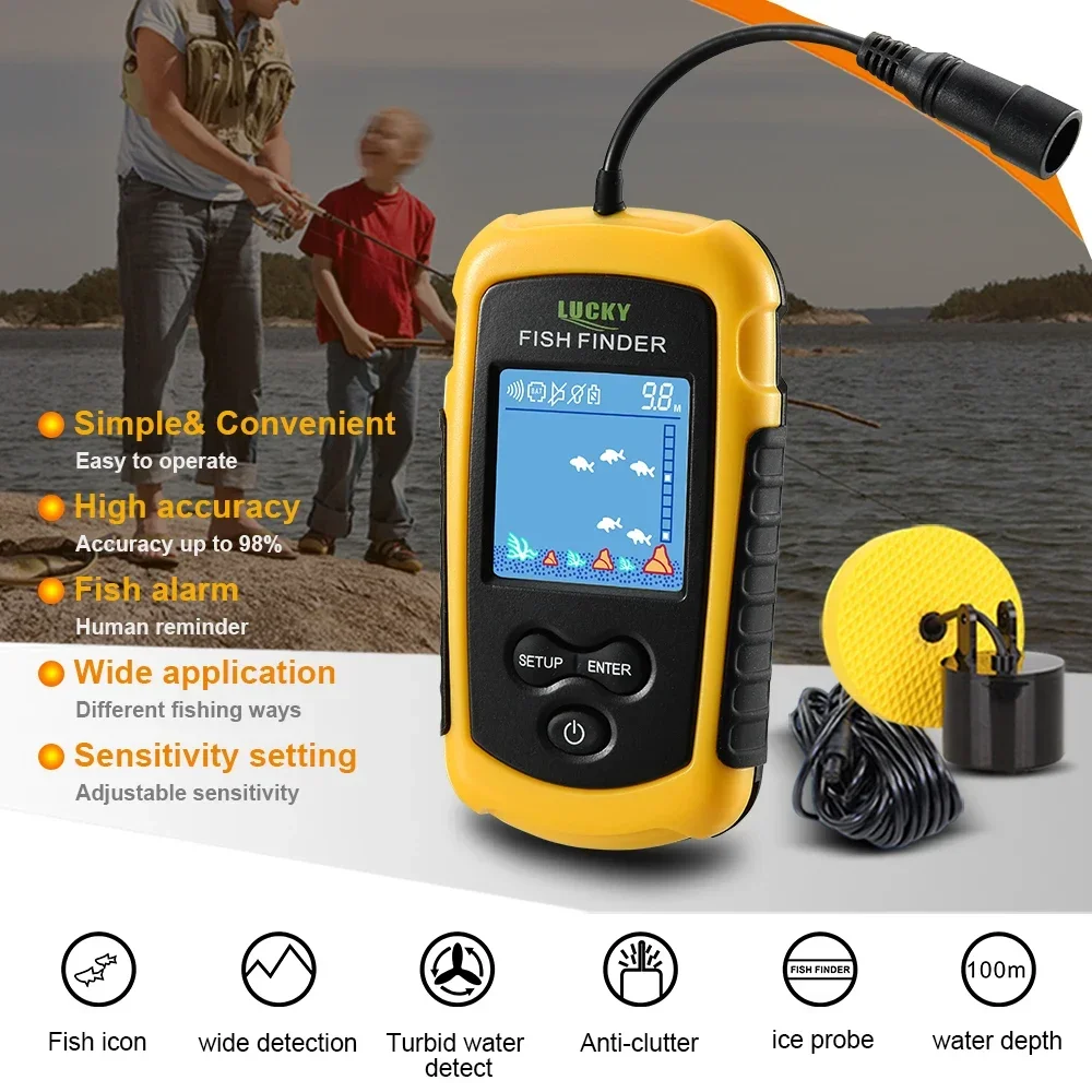 Sondeur poissons Lucky écran couleur portable 100m profondeur échosondeur pêche lac rivière