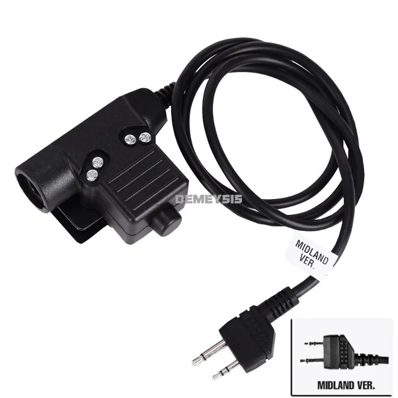 Tactical U94 PTT Headset Adapter PTT for Icom Kenwood Midland Moto Talkabout Mobile Phone Push To Talk Cable Plug with Button tactical headset walkie talkie headset adapter