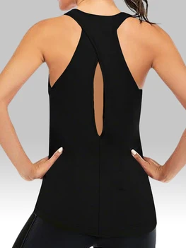 Super Soft Cross Backless Workout Tops for Women Racerback Tank Tops Open Back Running Muscle Tank Yoga Shirts 1