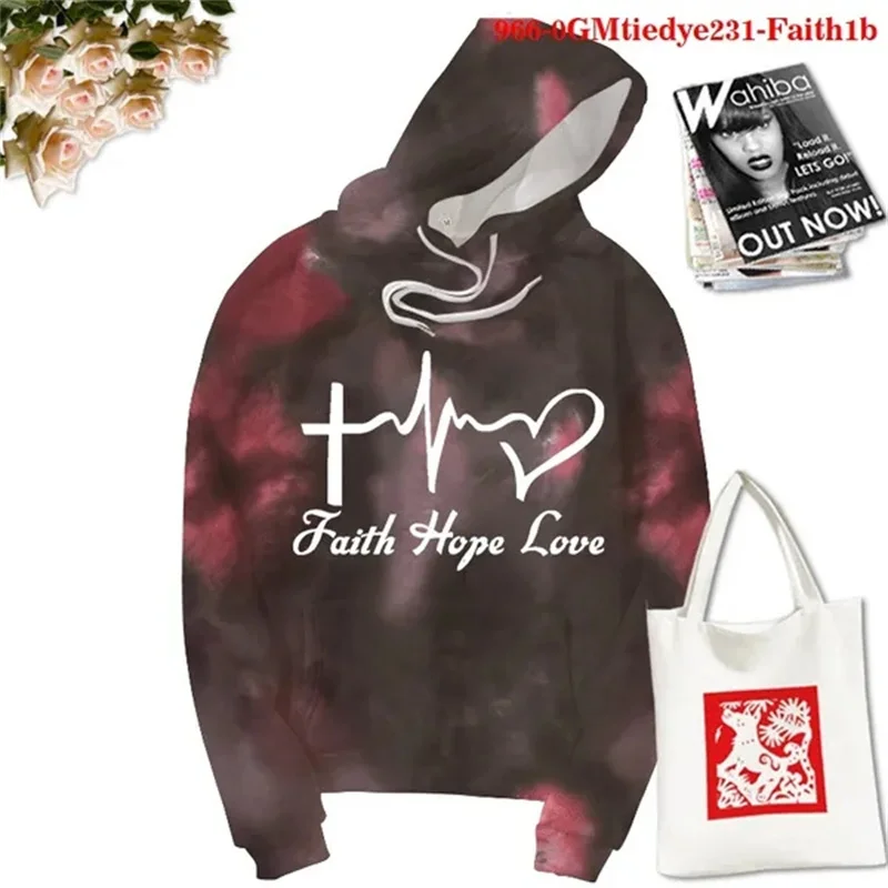 thumbnail image 1 of Sudadera con capucha con estampado de fe, esperanza y amor para mujer, de moda, primavera, otoño e invierno, de manga larga, informal, jersey, chaqueta, 1 of 5