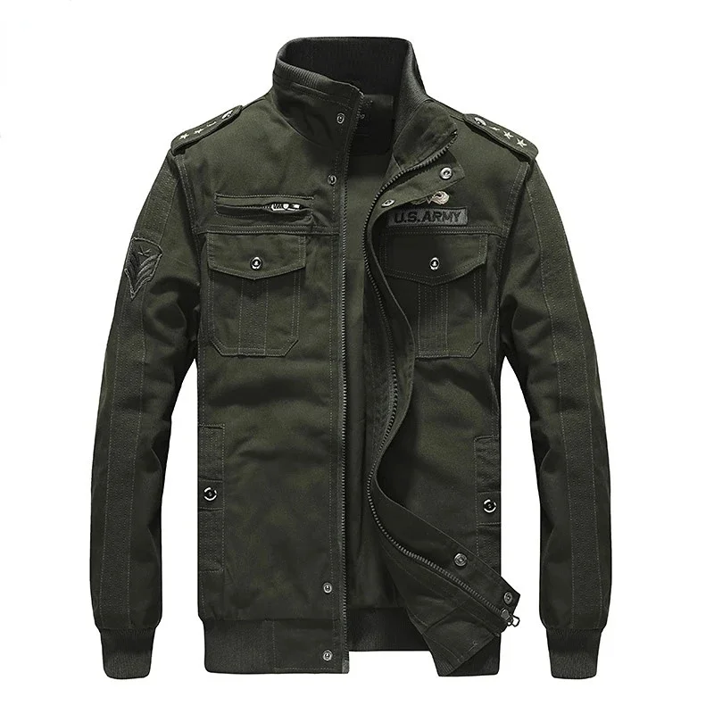 

Military Army Bomber Jacket Men Spring Autumn Pilot s Male Cotton Multi-pocket Plus Size M-6XL