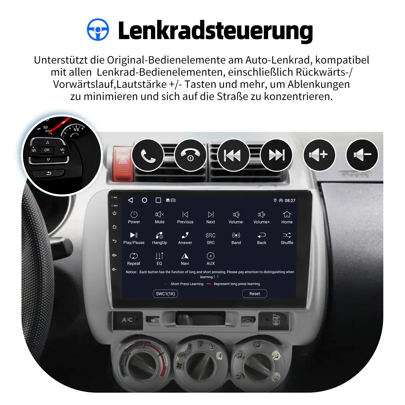 ESSGOO 32G 64G 9 Zoll Touchscreen Android 15 Autoradio Für Honda Fit Jazz 2002-2007 Apple CarPlay Android Auto Drahtlos GPS Navi WIFI BT Lenkradfernbedienung RDS FM USB Spiegel Link ASP Sound Geteilter Bildschirm – Detail 15