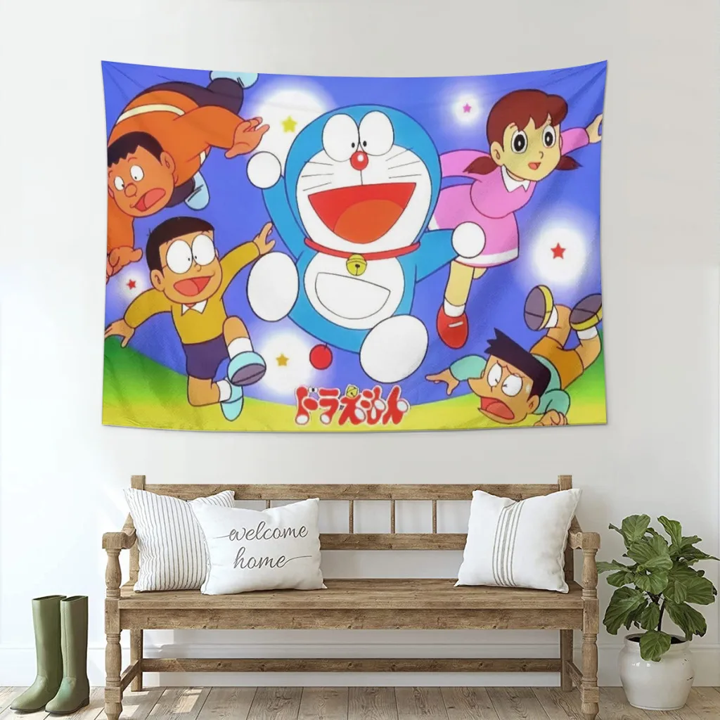 

Custom Doraemon Cute Tapestry Anime Character Robot Cats Wall Hanging Room Decor Aesthetic Lovely Poster