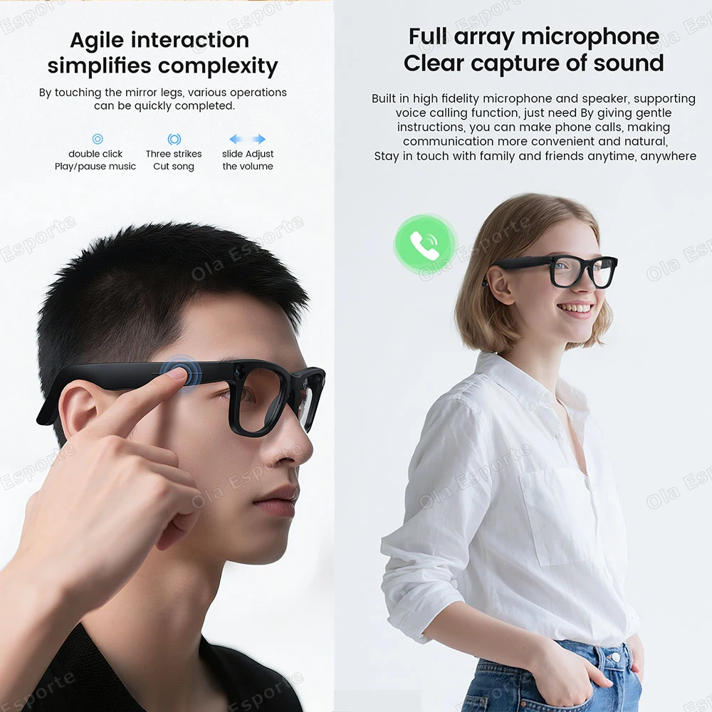 2026 New AI Smart 800W Camera Smart Glasses Remote Photography HD Video WIFI Transmission Call Color Changing Smart Glasses Men