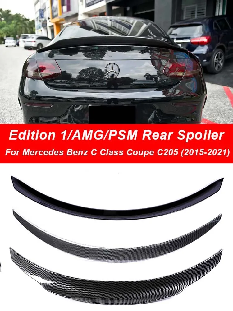 

Спойлер для багажника из углеродного волокна для Mercedes Benz C Class Coupe C205 2015-2021 глянцевый черный C63 Edition 1 AMG PSM, задние части крыла