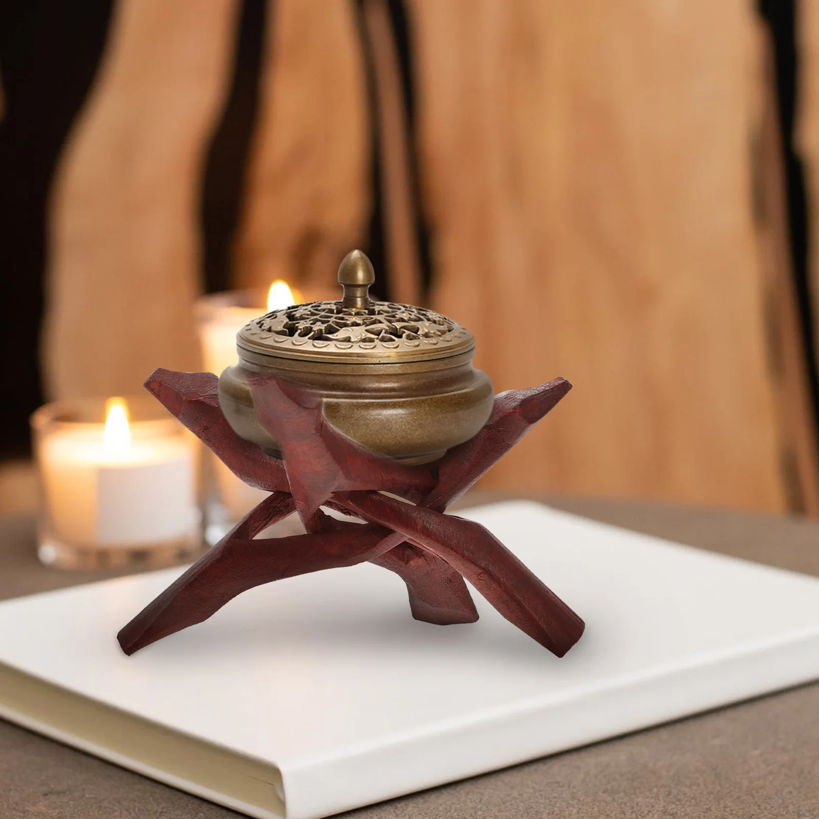 

Wooden Tripod Stand Creative Tripod Display Stand Chic Abalone Shell Stand