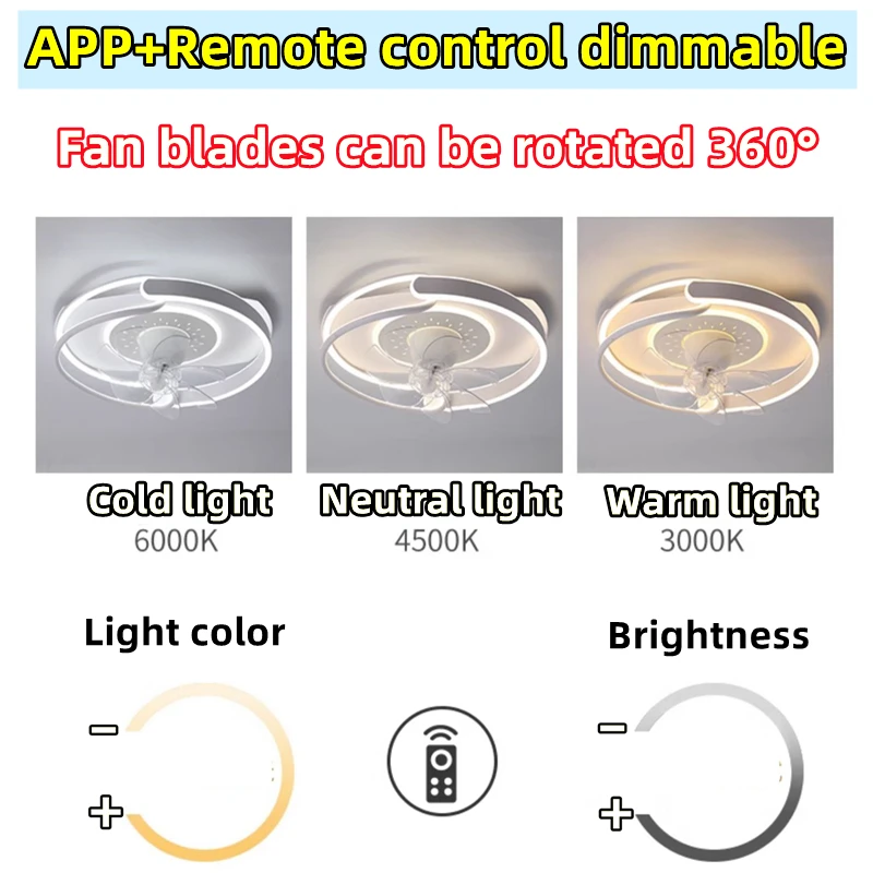 Smart 360&deg; Rotating Ceiling Fan Lights 6 Wind Speeds Bedroom Living Room Remote Control Chandelier