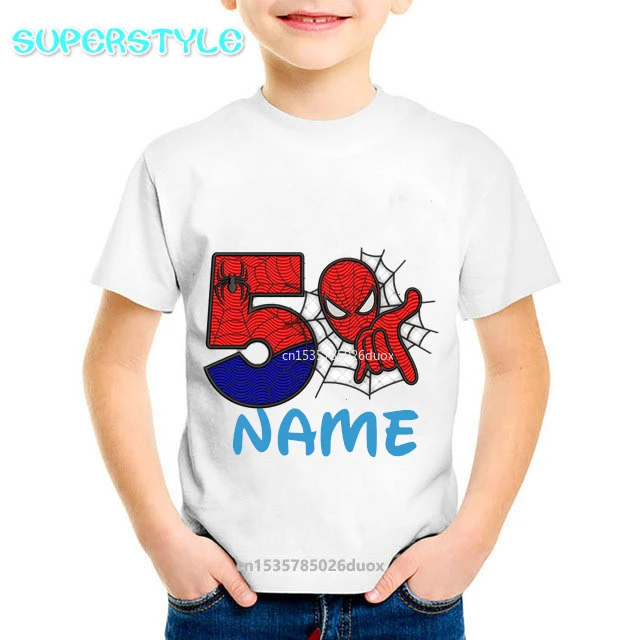 Camiseta de Spiderman para camisa de cumpleaños con nombre personalizado, 3, 4, 5, 6, 7 y 8 _ - AliExpress Mobile