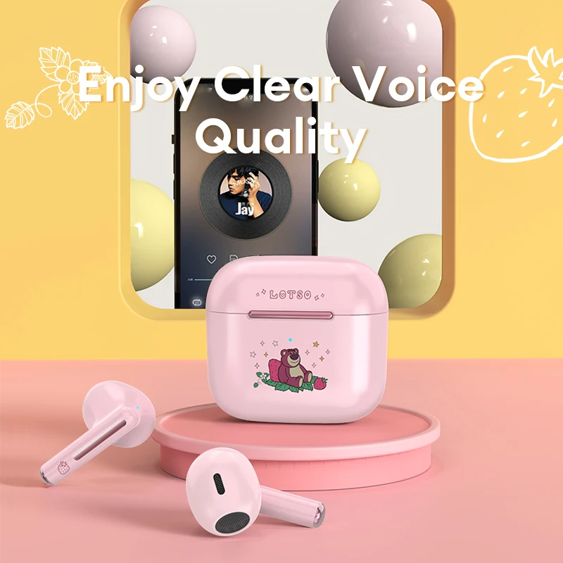 디즈니 DN05 무선 이어폰, 블루투스 5.3, HD 통화, HIFI 사운드 헤드폰, ENC 소음 감소, 스마트 터치, 귀여운 패션 이어버드