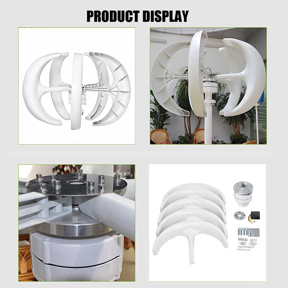 Générateur d'éolienne Maglev en continu avec contrôleur MPPT, éolienne à énergie libre, axe vertical, onduleur solaire, 8000W, 12V, 24V, 48V