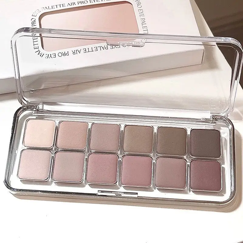 Eye Contour Makeup 12color Eyeshadow Palette Soft Matte Grey Pink Eyeshadow High Pigment Wine Red Brown Eye Shadow for Daily Use - 6