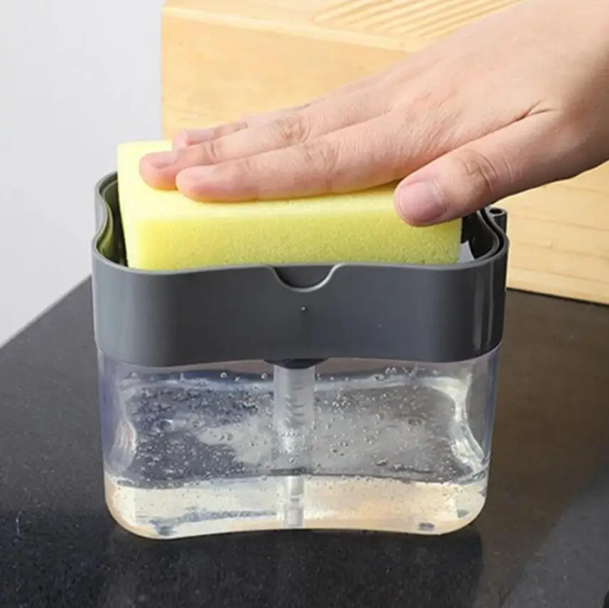 

Portable Soap Dispenser Kitchen Detergent Press Box with Sponge Press Automatic Liquid Dispenser Kitchen Tools