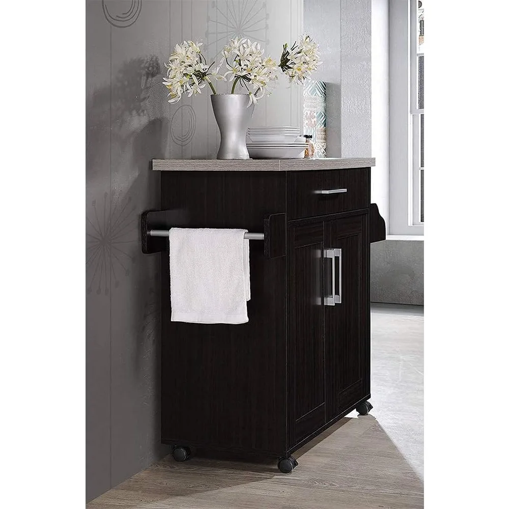 Kitchen Island with Spice Rack Towel Rack Drawer